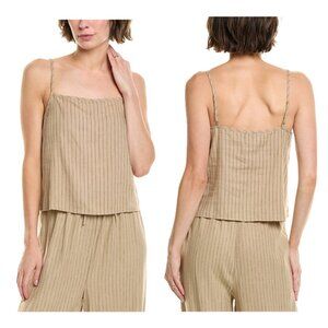 NWT WeWoreWhat Pinstripe Boxy Linen Blend Camisole Tank in Safari Multi